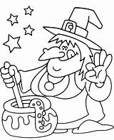 Witch Halloween Coloring Pages Cauldron Lady Witches Printable Cliparts  sketch template