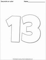 Numbers 13 Coloring Pages sketch template