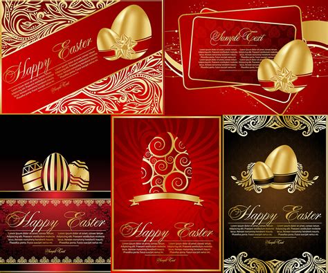 Ornate vertical Easter cards vector – Free Download | VectorPicFree