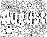 Hello August With Flower coloring Page sketch template