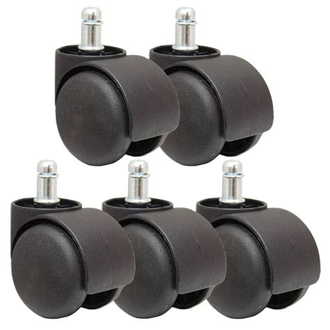 50mm Office Chair Roller Castor Wheels Set of 5 Black-in Casters from Home Improvement on ...