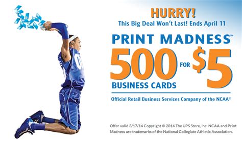 FREE IS MY LIFE: DEAL: 500 Business Cards for only $5 for The UPS Store's Print Madness ...