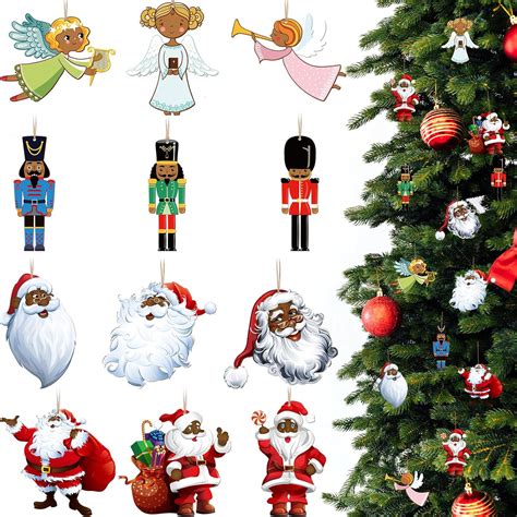 Amazon.com: Suzile 72 Pcs African American Santa Ornament Bulk Wooden ...