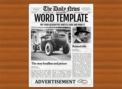 Vintage Word Newspaper Template - Graphics #affiliate , #AD, #Word, #Vintage, #Newspaper, # ...