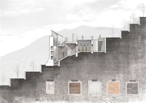 architectural drawing - section + material palette | Thesis | Pinterest ...