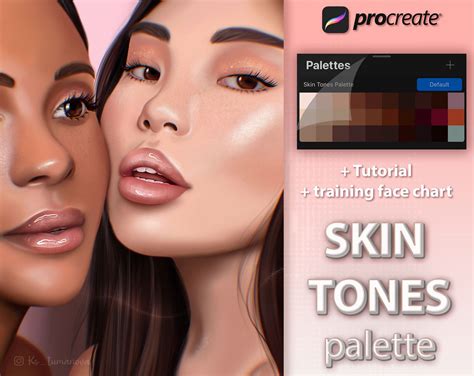 Procreate realistic skin palette includes 30 shades. WHAT YOU GET: - skin tones swatches for ...