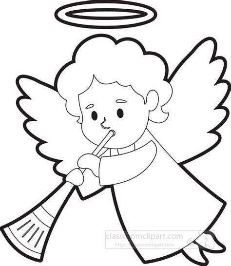 Angel Outline Clip Art Black And White