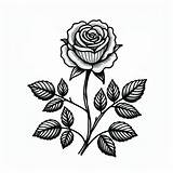 Rose Flower With Leaves 🌹🍃 Coloring Page sketch template