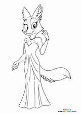 Diane Foxington In Dress  Coloring Pages For Kids sketch template