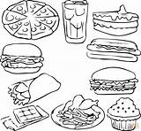 Coloring Food Fast Clipart Pages Clip Fries Line Hamburger Burger  sketch template