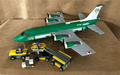 7734 LEGO complete City Transportation Cargo Plane town green airplane ...