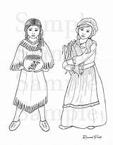 Pilgrim Girl Coloring Page sketch template