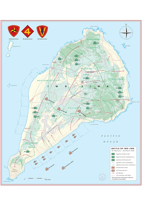 Iwo Jima Battle Map 1945 Pacific War - Etsy Singapore