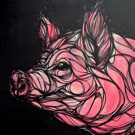 Free Images : animal, mammal, graffiti, sketch, drawing, illustration, mural, pig, work of art ...