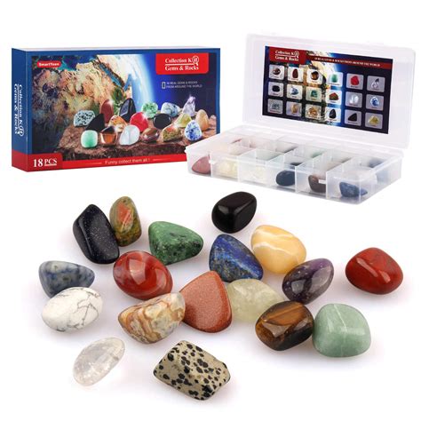 Buy 18pcs Rock Collection for Kids,Gemstones & Rocks Set with Educational Information Sheet and ...