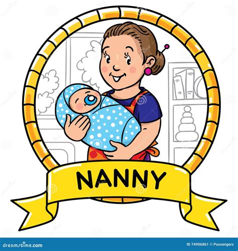 Funny Nanny With Children. Coloring Book. Vector Illustration | CartoonDealer.com #74691606