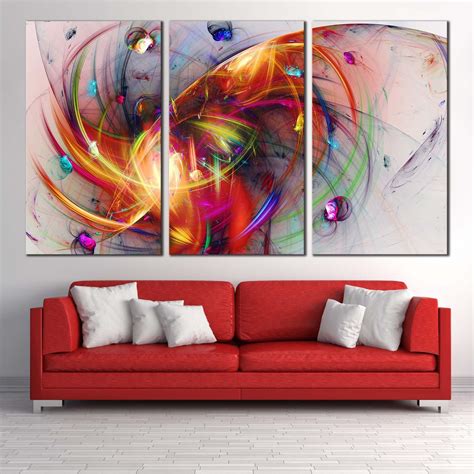 Modern Abstract Canvas Wall Art, 3D Abstract Fractal Creativity Multiple Canvas, Colorful 3D ...