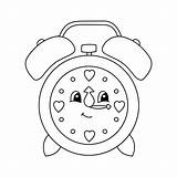 Alarm clock Coloring book Page For Kids Cartoon Style Vector  sketch template