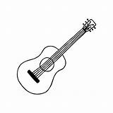 Hand Drawn Doodle Acoustic guitar Vector clipart Outline Musical  sketch template