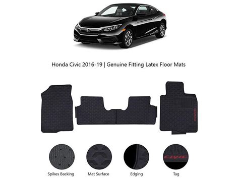 Diamond Latex Premium Black Honda Civic 2016-2021 Floor Mats| Plastic ...