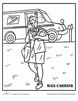 Coloring Mail Carrier Postman Truck Delivery Drawing Mailman People  sketch template