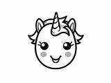 Adorable Unicorn Emoji Coloring Image  Page sketch template