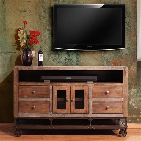 International Furniture Direct Urban Gold 1306279 62" Solid Wood TV Stand | Dunk & Bright ...