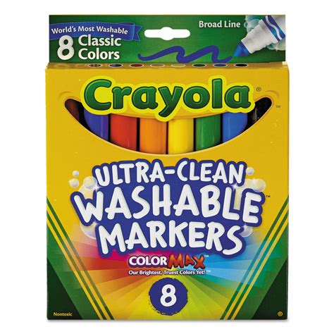 Crayola 587858 Ultra-Clean Washable Markers, Broad Bullet Tip, Assorted ...