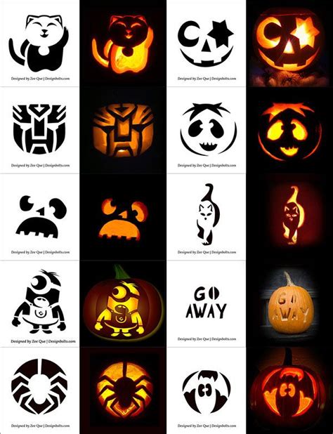 290+ Free Printable Halloween Pumpkin Carving Stencils, Patterns, Designs, Faces & Ideas ...