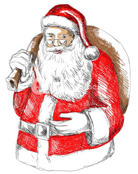 Santa Claus Front Sketch Colour Royalty-Free Stock Image - Storyblocks