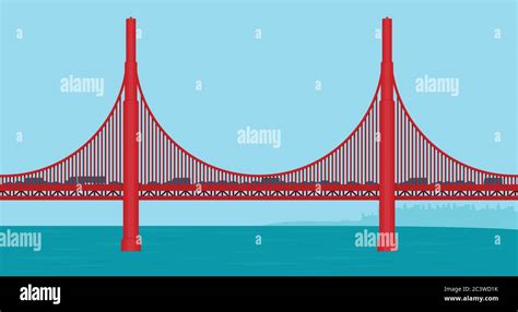 Golden Gate Bridge illustration flat vector Stock Vector Image & Art ...