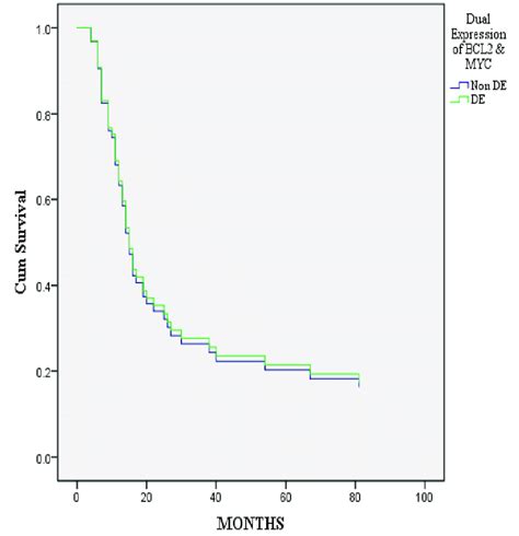 Overall survival of diffuse large B-cell lymphoma patients with or ...