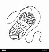 Wool For Hand knitting In Drawn Doodle Style Vector illustration  sketch template