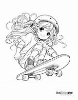 Skateboards & Skateboarder coloring Pages At PrintColorFuncom sketch template