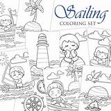 Sailing Nautical Sea Coloring Pages Activity For Kids And Adult  sketch template