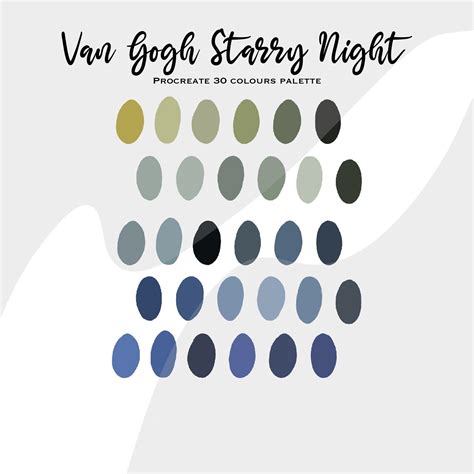 Van Gogh Starry Night Inspired Colour Palette | color palette | procreate swatches | Digital ...