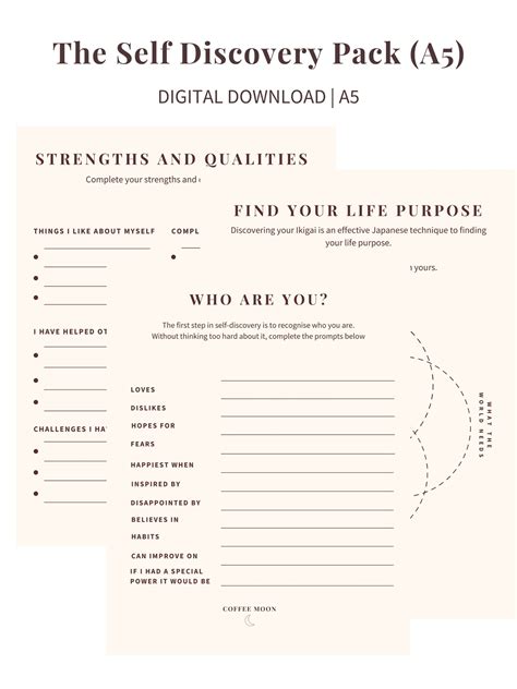The Self Discovery Pack A5 Printable Planner Inserts | Etsy