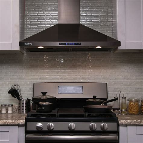 AKDY 30" 343 CFM Convertible Wall Mount Range Hood in Black Stainless Steel & Reviews | Wayfair.ca