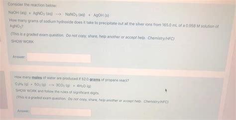 Consider the reaction below: NaOH(aq) + AgNO3(aq) --> | Chegg.com ...