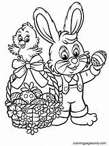Cute Easter Bunny And Chick Coloring Page  Free Printable Pages sketch template