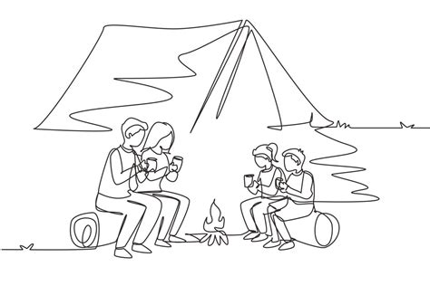 Kids Camping Drawing