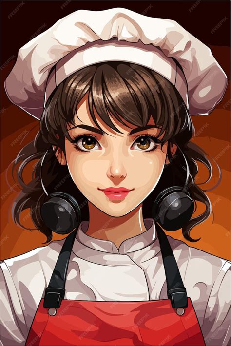 Premium Vector | Anime girl as chef cute and young female chef