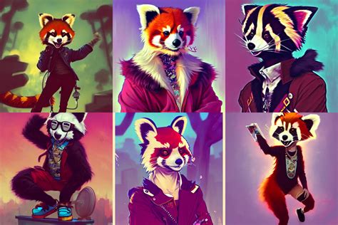 furry anthropomorphic red panda wearing skater punk | Stable Diffusion | OpenArt