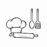 Simple Vector Coloring Book Of A Chef S Hat Rolling Pin And Kitchen  sketch template