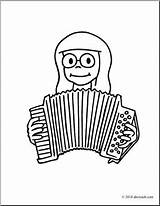 Clip Art Girl Playing Accordion coloring Page – Abcteach sketch template