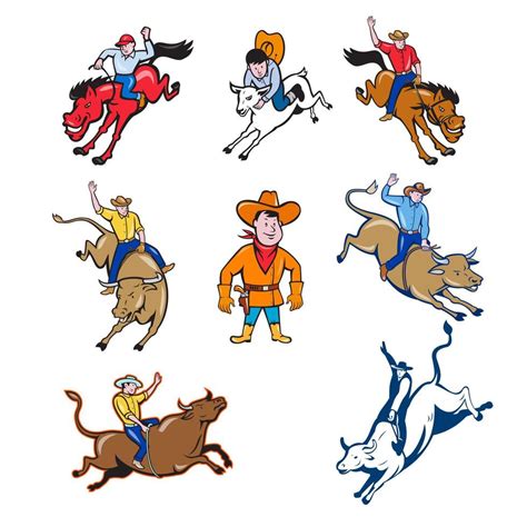 Rodeo Cowboy Cartoon Set 6127214 Vector Art at Vecteezy