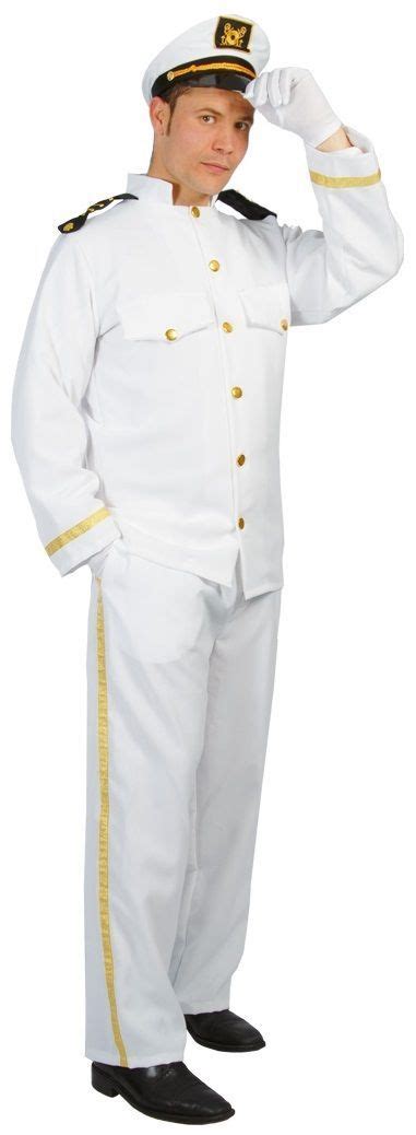 Mens Cruise Ship Captain Sailor Uniform Film Fancy Dress Costume Outfit ...