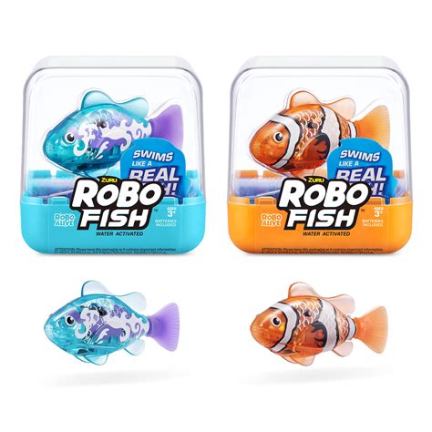 Robo Alive Robo Fish Robotic Swimming Fish (Teal + Orange) by ZURU Water Activated, Changes ...