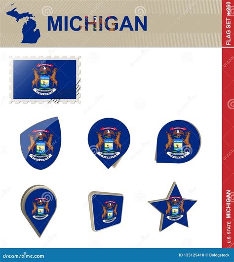 Michigan Flag Set, Flag Set #260 Stock Vector - Illustration of history ...