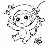 Premium Vector  Monkey swinging coloring Page For Toddlers sketch template